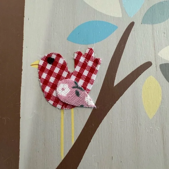 Pottery Barn Kids Woodland Tree & Birds Wall Art Panel – Pink, Brown, Red Blue - Picture 3 of 14